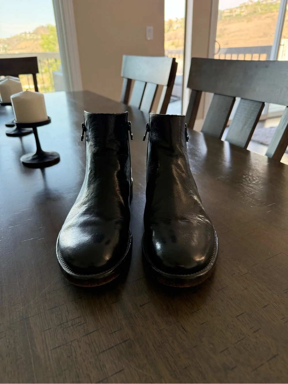 Sloane dark-cocoa double zip ankle boots